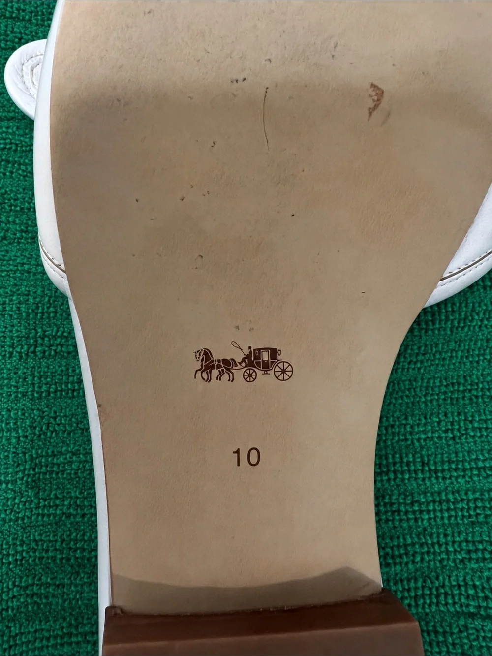 COACH Margot Slip On Flat Sandals Chalk White/Gold Buckle
